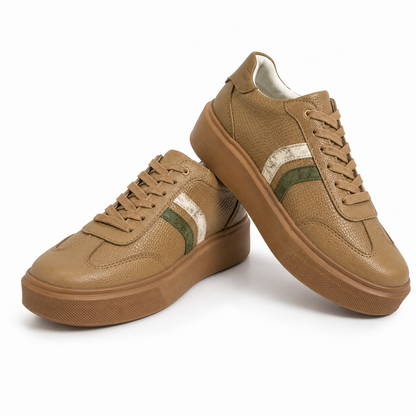 Tenis Oasis taupe en cuero