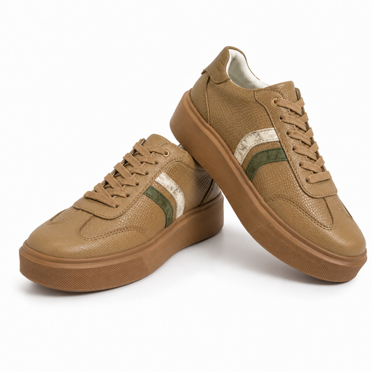 Tenis Oasis taupe en cuero