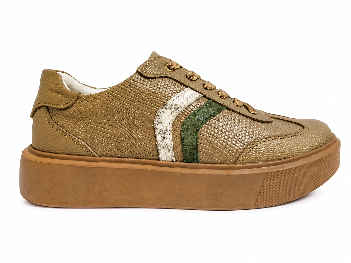 Tenis Oasis taupe en cuero