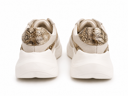 Tenis Génesis en carnaza gris y folia anaconda