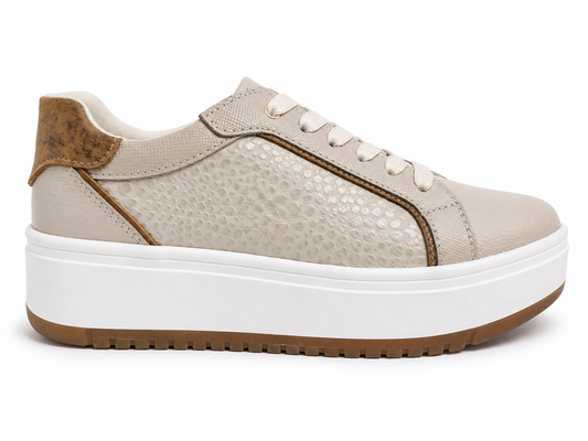 Tenis Sahara avena en cuero