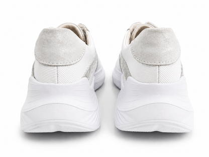Tenis Génesis blanco y plata en cuero