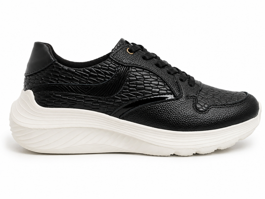 Tenis Génesis negro en cuero
